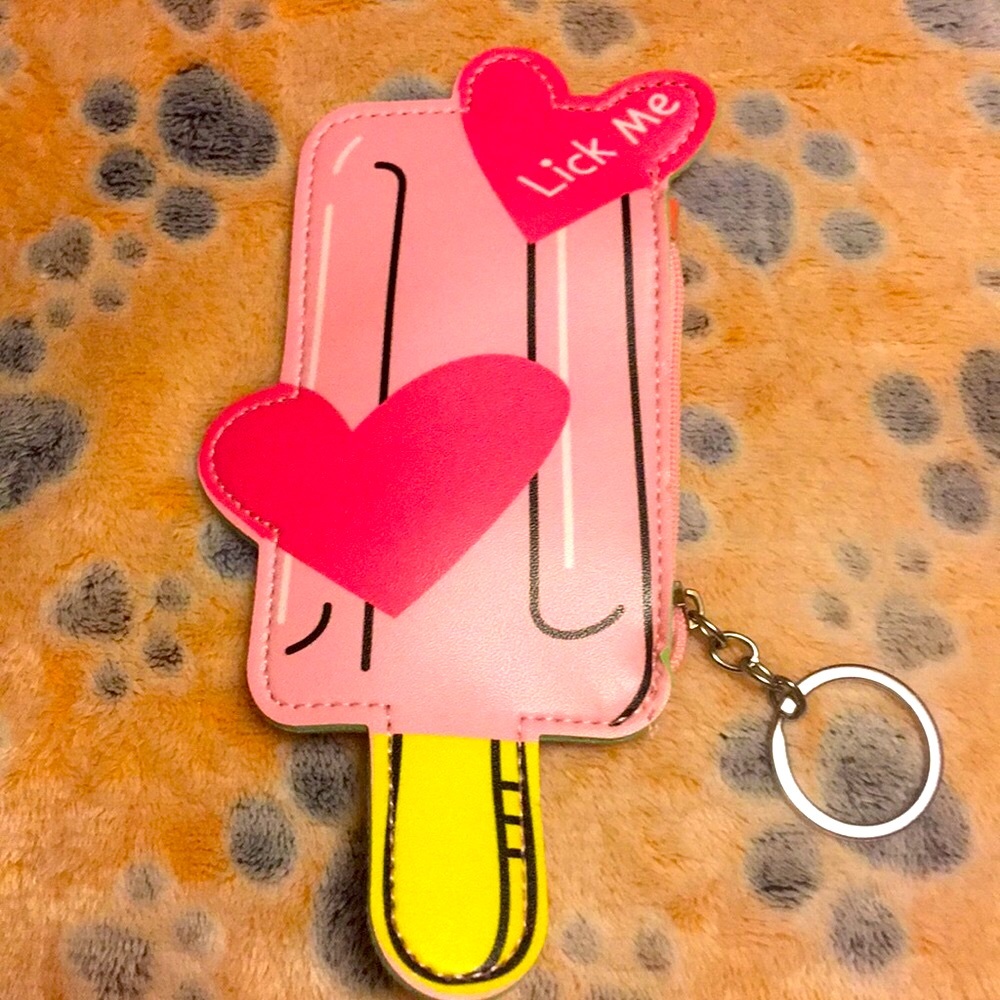 Vintage “LICK ME’Flavor Of The Month Popsicle Coin Purse Keychain Fun Colle.